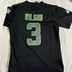 Seattle Seahawks Wilson 3 Black Jersey